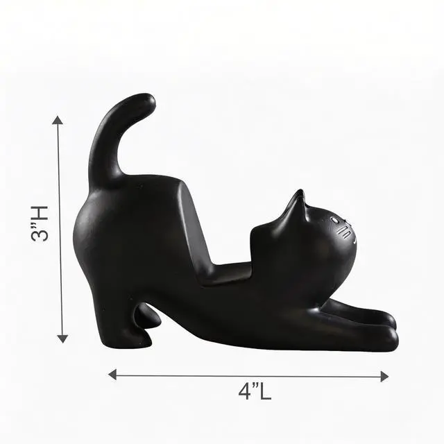 Alt view image 3 of 7 - Phone Holder Stand for Desk, Cute Cell Phone Mount for Office Tablet Accessories Gifts, Cool Desktop Decor Gadgets to Support Your Cellphone for Men Women Boys Girls - Black Cat Kawaii