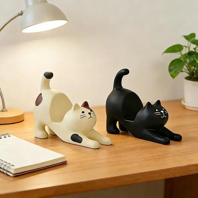 Alt view image 6 of 7 - Phone Holder Stand for Desk, Cute Cell Phone Mount for Office Tablet Accessories Gifts, Cool Desktop Decor Gadgets to Support Your Cellphone for Men Women Boys Girls - Black Cat Kawaii