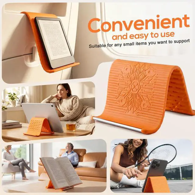 Alt view image 5 of 7 - Flexible Silicone Aluminum Phone Stand,2026 New Anti-Slip Fexible Silicone Phone Holder,Folded into Any Shape Phone Holder for Tablet Laptop,Travel, Desk,Bed,Treadmill (Orange 1PCS)