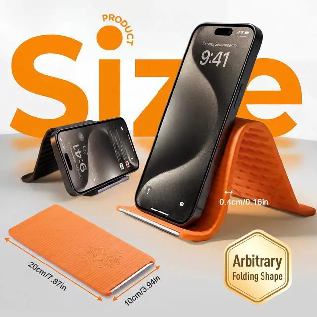 Alt view image 4 of 7 - Flexible Silicone Aluminum Phone Stand,2026 New Anti-Slip Fexible Silicone Phone Holder,Folded into Any Shape Phone Holder for Tablet Laptop,Travel, Desk,Bed,Treadmill (Orange 1PCS)