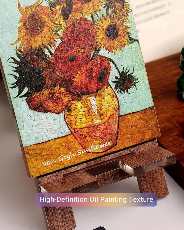 Alt view image 5 of 7 - Van Gogh Sunflowers Acrylic Phone Stand Aesthetic Holder for Desk, Tablets & Phones