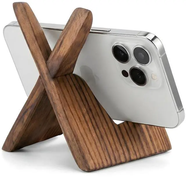 Main image of TOJTIK Phone Holder Wood, Small Phone Stand for Desk, Portable Cell Phone Holder for Smartphones & Mini Tablets, Wooden Desktop Organizer & Book Holder, iPhone Stand for 11/12/13 pro max & iPads