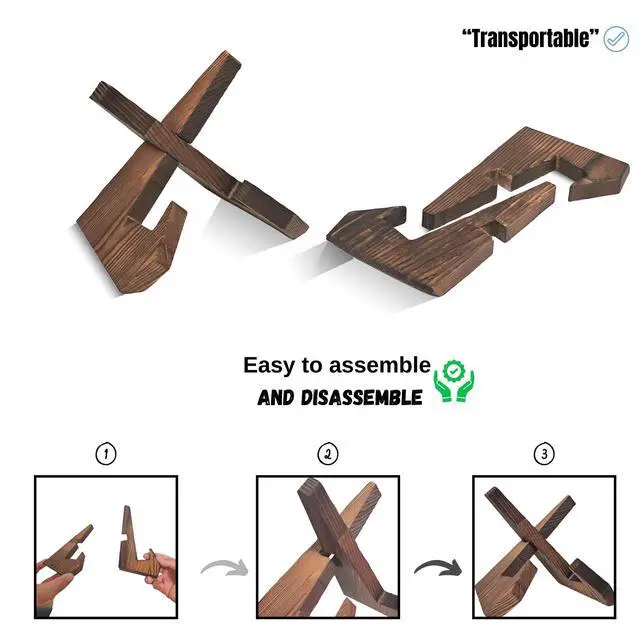 Alt view image 7 of 7 - TOJTIK Phone Holder Wood, Small Phone Stand for Desk, Portable Cell Phone Holder for Smartphones & Mini Tablets, Wooden Desktop Organizer & Book Holder, iPhone Stand for 11/12/13 pro max & iPads