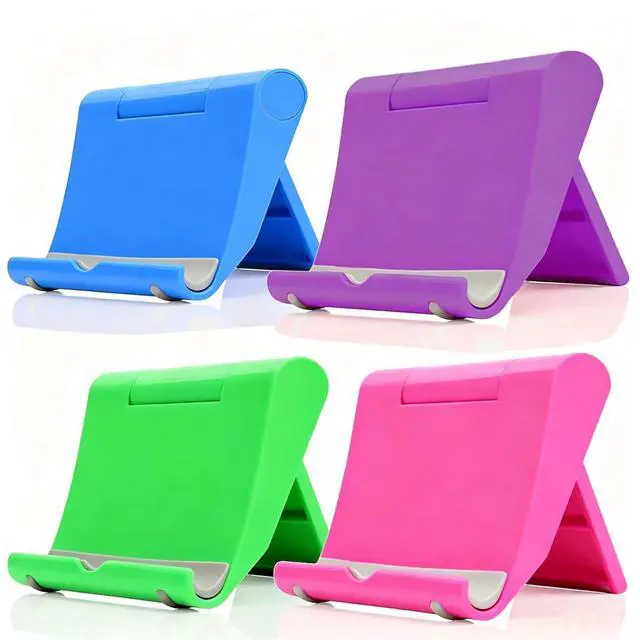 Main image of Desktop Phone Stand 4 Pack, Foldable & Adjustable Universal Cell Phone Holder, Multi-Angle Desktop Dock for Phone & Tablet (Purple+Pink+Blue+Green)