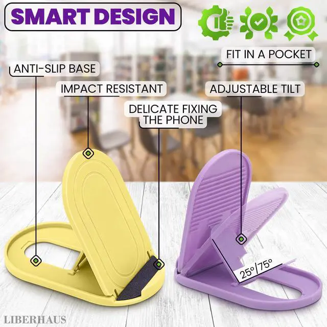 Alt view image 4 of 7 - 12 Pcs Cell Phone Stand for Desk Stable Cell Phone Holder Bulk Pack, Adjustable Design with Silicone Pads, Fits 47.9" Devices Cellphone Stand for Desk with Anti-Slip Base & Secure Positioning