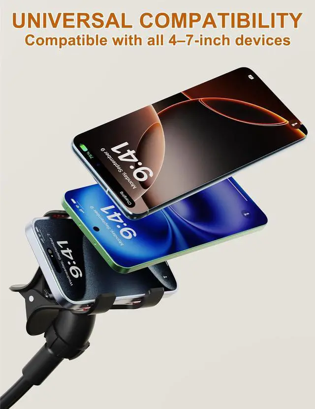 Alt view image 3 of 7 - Phone Holder for Bed, Gooseneck Phone Holder for Desk Bedside Table, Flexible Gooseneck Long Arm Stand with Adjustable 360°Cell Phone Mount Clamp Clip for iPhone and All 4-7" Phone
