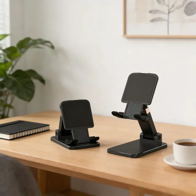 Alt view image 2 of 7 - Adjustable Cell Phone Stand for Desk - Foldable Desktop Phone Holder Compatible with All 4-10 Inches Smartphone and Tablet for Workspace Organizers(1Pack)