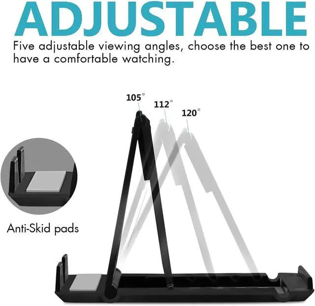 Alt view image 4 of 6 - Cell Phone Stand 4 Pack, Tablet Stand Multi-Angle, Universal Phone Stand for Desk,Compatible Phone 13 12 Pro Plus All Android Smartphones,(Black)