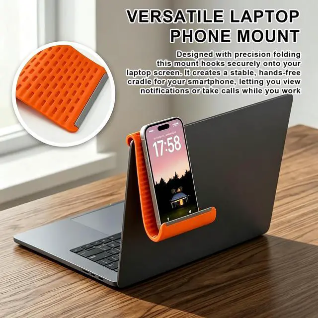 Alt view image 3 of 7 - Portable Foldable Silicone Aluminum Phone Holder, Upgrade Flexible Silicone Phone Stand, Universal Adjustable Anti-Slip Desktop Mount for Home Office Travel (Orange)