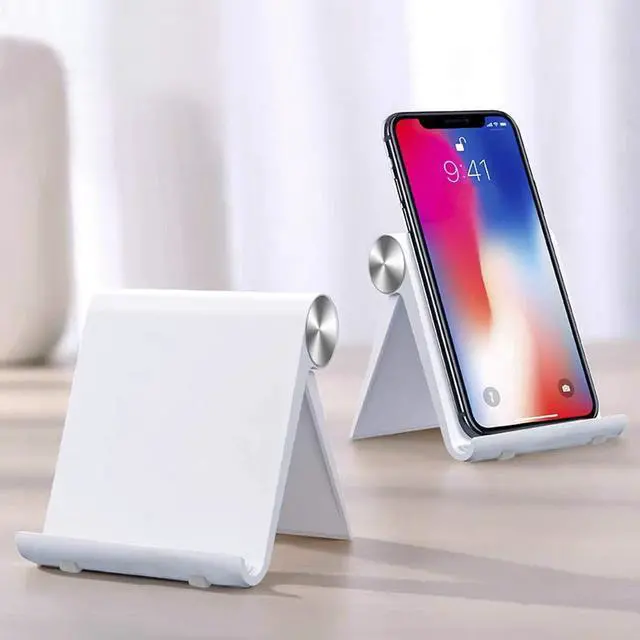 Alt view image 2 of 7 - Foldable Desk Cell Phone Stand Adjustable iPhone iPad Holder Stand,Compatible for iPhone 14Pro 14Plus 13 12Pro Max 11 SE XS XR 8 7 6,Switch,iPad,Samsung,Kindle-White