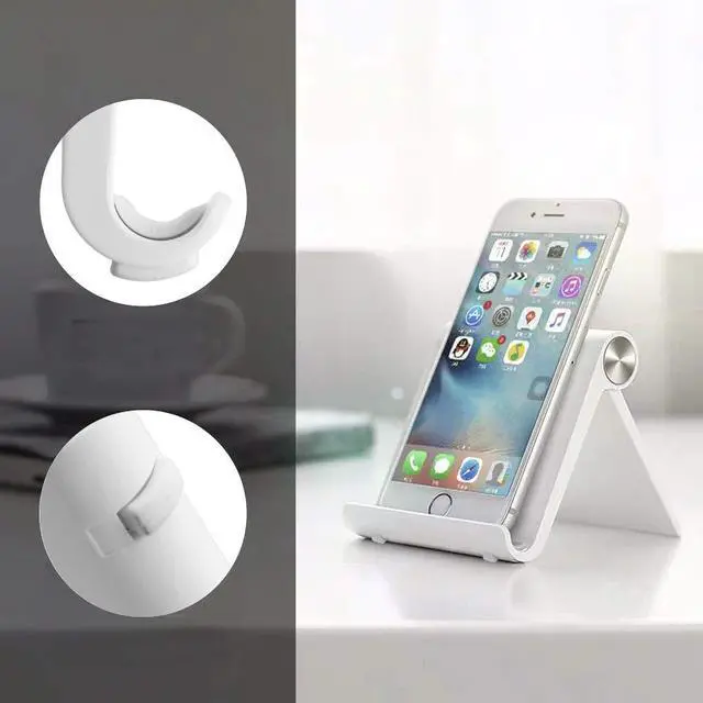 Alt view image 3 of 7 - Foldable Desk Cell Phone Stand Adjustable iPhone iPad Holder Stand,Compatible for iPhone 14Pro 14Plus 13 12Pro Max 11 SE XS XR 8 7 6,Switch,iPad,Samsung,Kindle-White