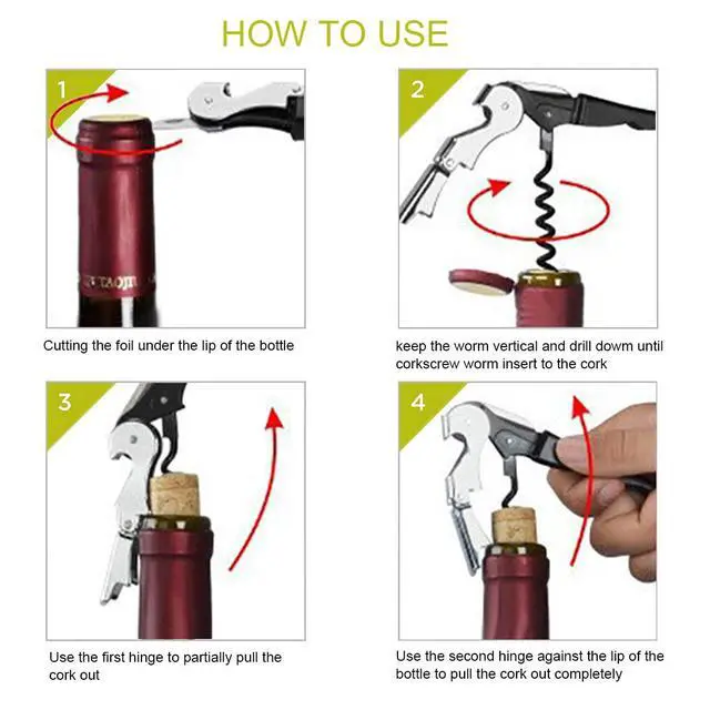Alt view image 7 of 7 - Waiter Corkscrew Professional Wine Opener with Foil Cutter,Manual Wine Bottle Opener for Servers, Bartenders and Waiter (1, Black)