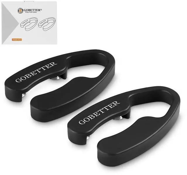 Main image of 2 Pcs Wine Foil Cutter Magnetic Design, 4 Stainless Blades Foil Remover Wine Bottles Opener Accessory, Removes Foil Top Effortlessly for Wine Lovers, Black