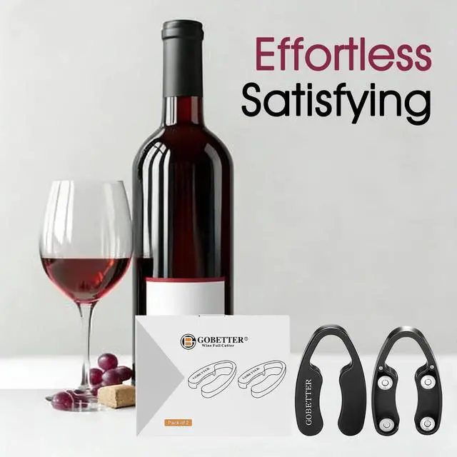 Alt view image 7 of 7 - 2 Pcs Wine Foil Cutter Magnetic Design, 4 Stainless Blades Foil Remover Wine Bottles Opener Accessory, Removes Foil Top Effortlessly for Wine Lovers, Black