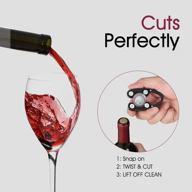 Alt view image 5 of 7 - 2 Pcs Wine Foil Cutter Magnetic Design, 4 Stainless Blades Foil Remover Wine Bottles Opener Accessory, Removes Foil Top Effortlessly for Wine Lovers, Black
