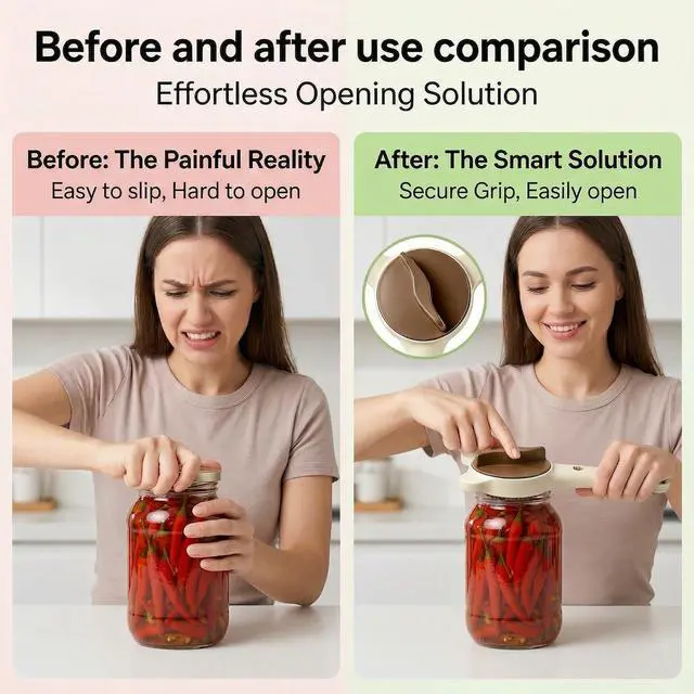Alt view image 3 of 7 - 4 in 1 Adjustable Jar Opener Multi-Purpose Bottle Openers for Seniors & Weak Hands Lid Gripper With Non-Slip Teeth Vial Decapper Suitable for Beer Salad Dressing Kitchen Helper