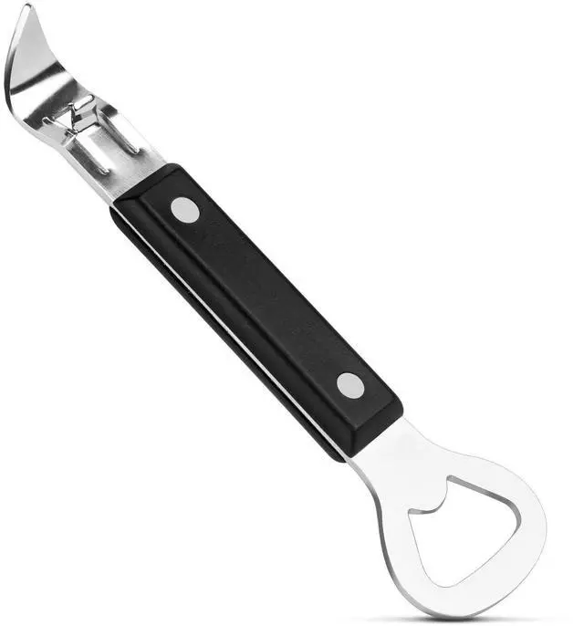 Main image of 2-in-1 Can Punch Opener & Bottle Opener, Can Opener, Stainless Steel, Non-Slip Handle, Compact 6.1", For Traditional Cans (No Pull-Tab) & Pry-Off Bottle Caps