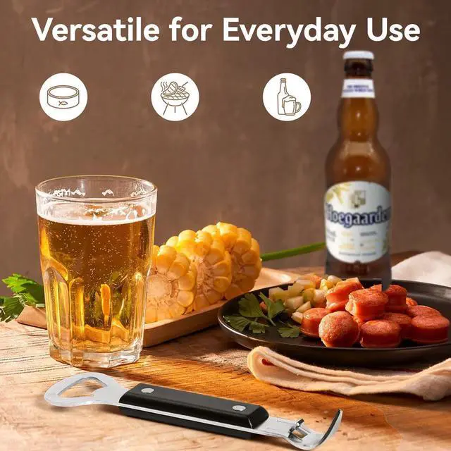 Alt view image 6 of 6 - 2-in-1 Can Punch Opener & Bottle Opener, Can Opener, Stainless Steel, Non-Slip Handle, Compact 6.1", For Traditional Cans (No Pull-Tab) & Pry-Off Bottle Caps