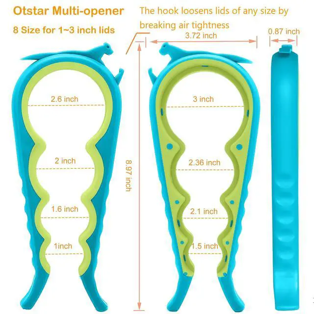 Alt view image 2 of 6 - Jar Opener Bottle Opener and Can Opener for Weak hands, Seniors with Arthritis and Anyone with Low Strength, Mutil Jar Opener Get Lids Off Easily (Blue)