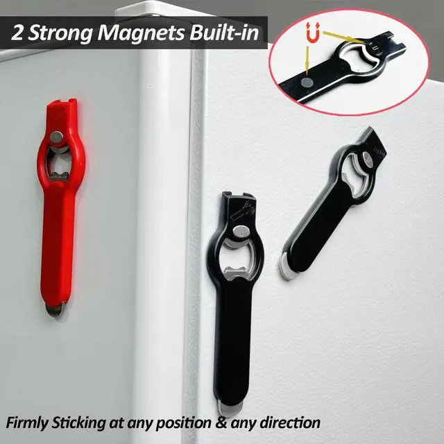 Alt view image 3 of 7 - 2-in-1 Magnetic Soda Can & Beer Bottle Opener-Dual Magnets for Fridge & Cap Catcher, Heavy Duty Stainless Steel, Perfect for Big Hands,Long nails, RV, Bartender, Gift for Father, Black, Openpro 1 Pack