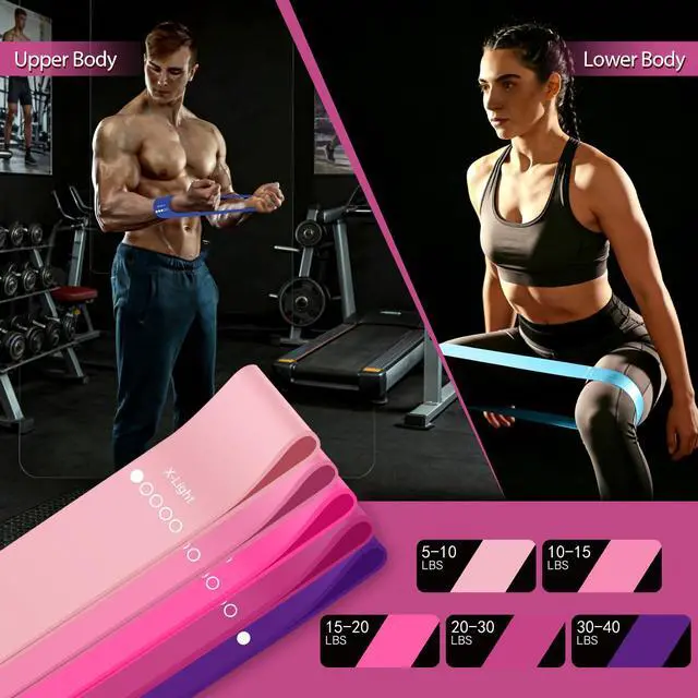 Alt view image 5 of 6 - Resistance Bands for Working Out, 5 Levels Resistance Exercise Bands with Woven Bag, Bands for Working Out Women Men, Yoga, Pilates, Rehabilitation Training