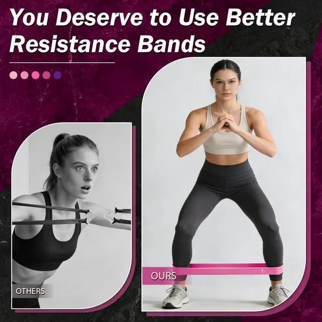 Alt view image 6 of 6 - Resistance Bands for Working Out, 5 Levels Resistance Exercise Bands with Woven Bag, Bands for Working Out Women Men, Yoga, Pilates, Rehabilitation Training