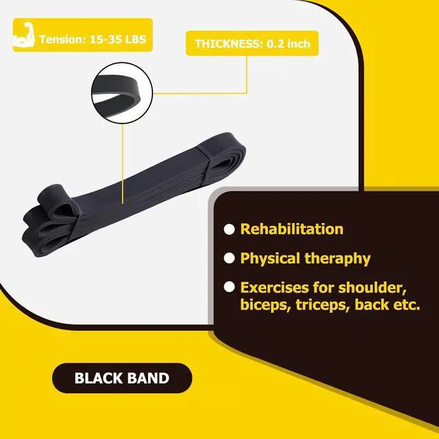 Alt view image 3 of 6 - Pull Up Bands, Resistance Bands, Pull Up Assistance Band Exercise Bands for Men & Women Working Out, Body Stretching, Physical Therapy, Muscle Training - Black