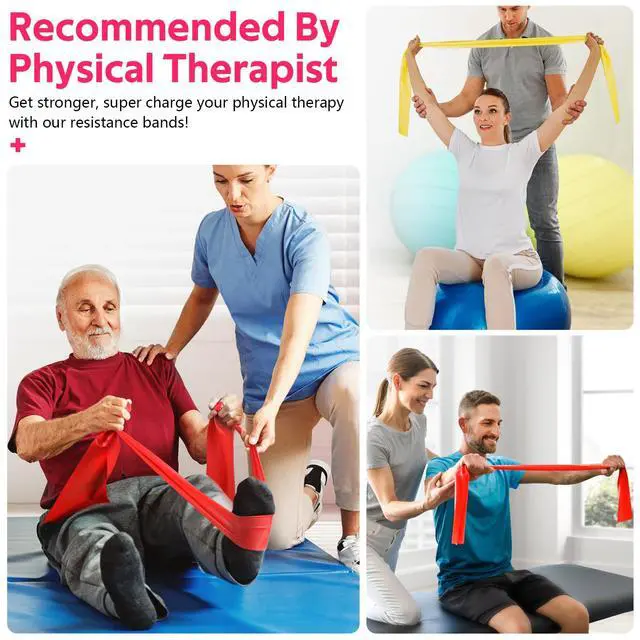 Alt view image 4 of 7 - Bands for Working Out, Exercise Bands for Physical Therapy, Stretch, Recovery, Pilates, Rehab, Strength Training and Yoga Starter Set