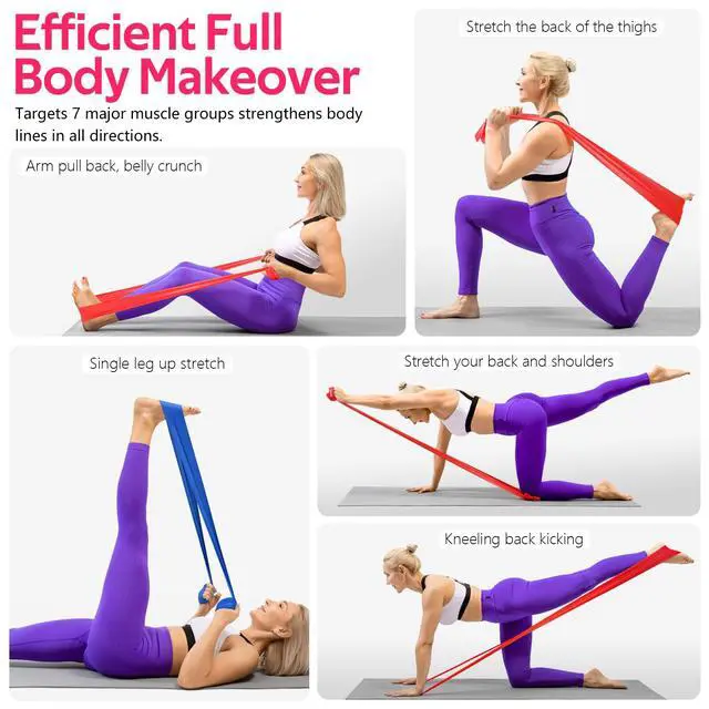 Alt view image 7 of 7 - Bands for Working Out, Exercise Bands for Physical Therapy, Stretch, Recovery, Pilates, Rehab, Strength Training and Yoga Starter Set