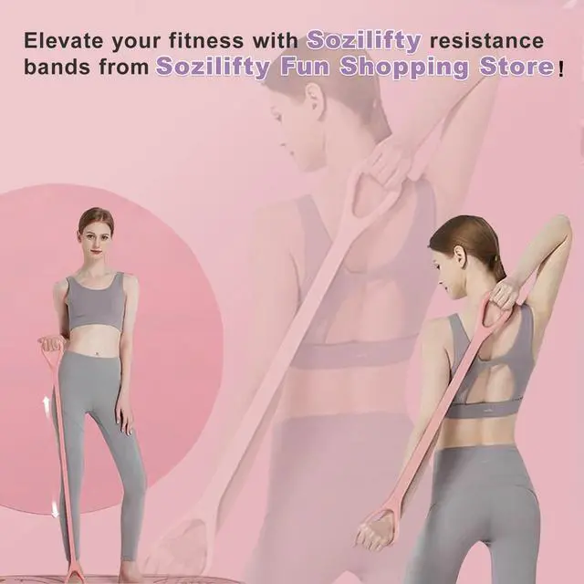 Alt view image 2 of 7 - Figure 8 Resistance Band, Elastic Band, Stretch Bands, for Arm,Shoulder, Back,Leg Stretching, Upper Body Workout Equipment, Portable Home Office Elastic Ropes for Yoga, Pilates(Pink)
