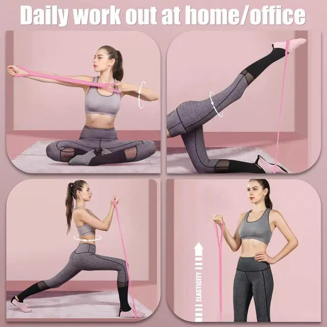 Alt view image 4 of 7 - Figure 8 Resistance Band, Elastic Band, Stretch Bands, for Arm,Shoulder, Back,Leg Stretching, Upper Body Workout Equipment, Portable Home Office Elastic Ropes for Yoga, Pilates(Pink)