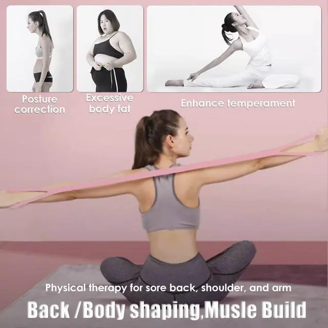 Alt view image 3 of 7 - Figure 8 Resistance Band, Elastic Band, Stretch Bands, for Arm,Shoulder, Back,Leg Stretching, Upper Body Workout Equipment, Portable Home Office Elastic Ropes for Yoga, Pilates(Pink)