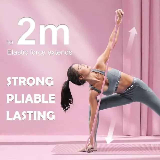 Alt view image 5 of 7 - Figure 8 Resistance Band, Elastic Band, Stretch Bands, for Arm,Shoulder, Back,Leg Stretching, Upper Body Workout Equipment, Portable Home Office Elastic Ropes for Yoga, Pilates(Pink)