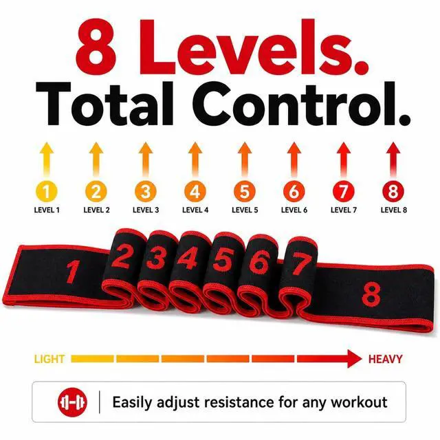 Alt view image 2 of 7 - 8-Section Resistance Bands with Handles Latex-Free Portable Exercise Bands for Yoga, Pilates, Stretching & Full-Body Strength Training, Fitness Bands for Men & Women