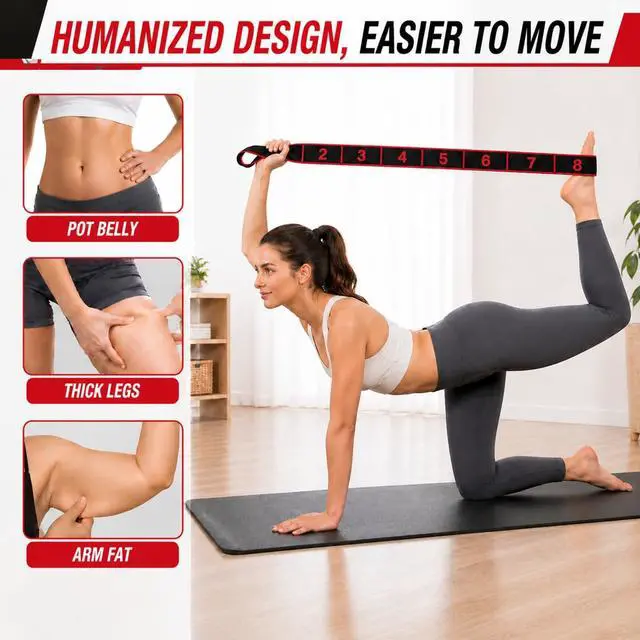 Alt view image 4 of 7 - 8-Section Resistance Bands with Handles Latex-Free Portable Exercise Bands for Yoga, Pilates, Stretching & Full-Body Strength Training, Fitness Bands for Men & Women