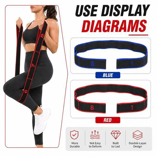 Alt view image 5 of 7 - 8-Section Resistance Bands with Handles Latex-Free Portable Exercise Bands for Yoga, Pilates, Stretching & Full-Body Strength Training, Fitness Bands for Men & Women