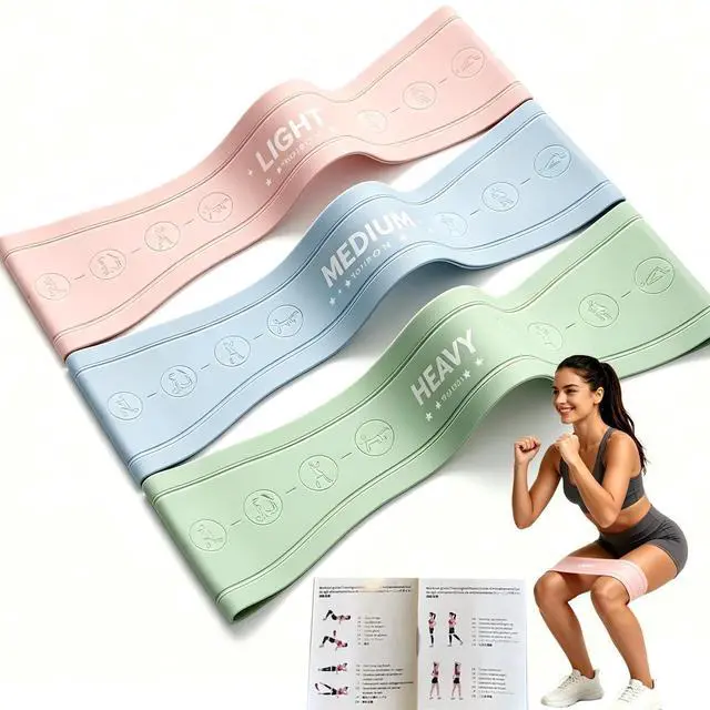 Main image of Silicone Booty Bands for Legs and Glute, Non Slip Extra Wide Thick Resistance Loop Bands, Mini Exercise Bands Set of 3, Workout Bands for Hip, Thigh, Pilates, Squat, Gym, Fitness for Women and Men