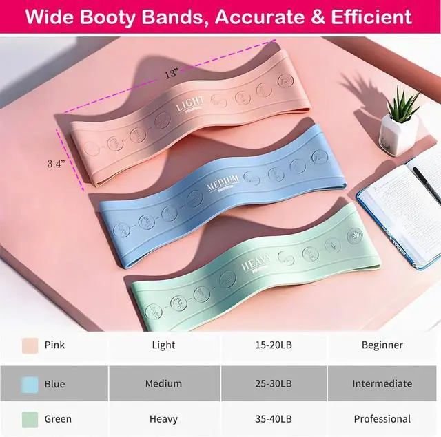 Alt view image 6 of 6 - Silicone Booty Bands for Legs and Glute, Non Slip Extra Wide Thick Resistance Loop Bands, Mini Exercise Bands Set of 3, Workout Bands for Hip, Thigh, Pilates, Squat, Gym, Fitness for Women and Men