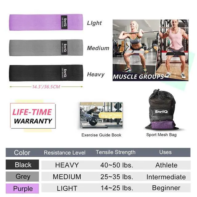 Alt view image 3 of 5 - Booty Bands Fabric Resistance Bands for Legs and Butt Cloth Hip Bands Workout Exercise Bands 3 Set Women Men Stretch Exercise Loops Thick Wide Non Slip Bootie Band