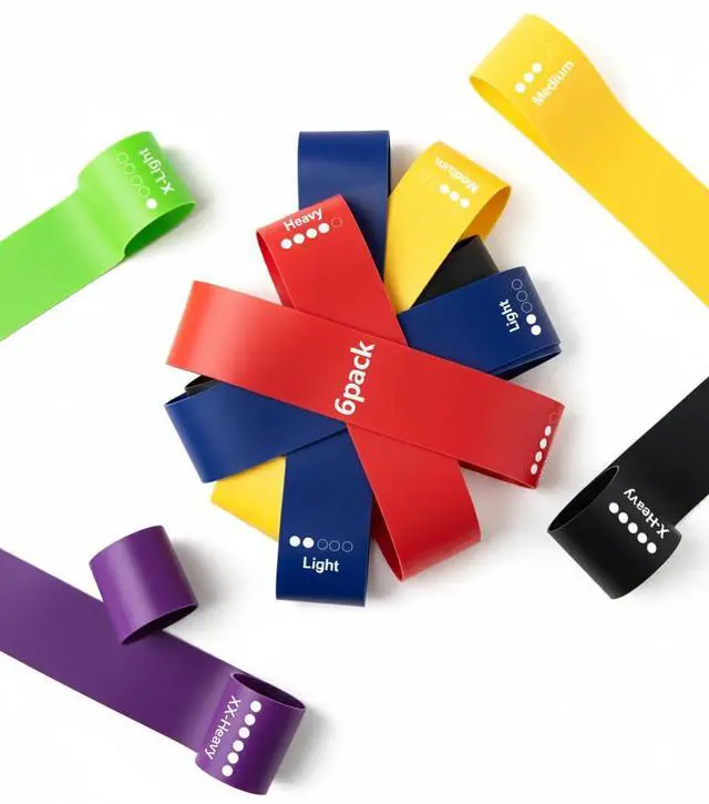 Alt view image 2 of 4 - Resistance Bands Set of 6 Multi-Color Elastic Workout Bands for Men & Women, Ideal for Home Gym
