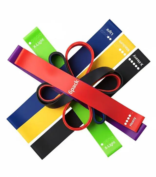 Alt view image 3 of 4 - Resistance Bands Set of 6 Multi-Color Elastic Workout Bands for Men & Women, Ideal for Home Gym