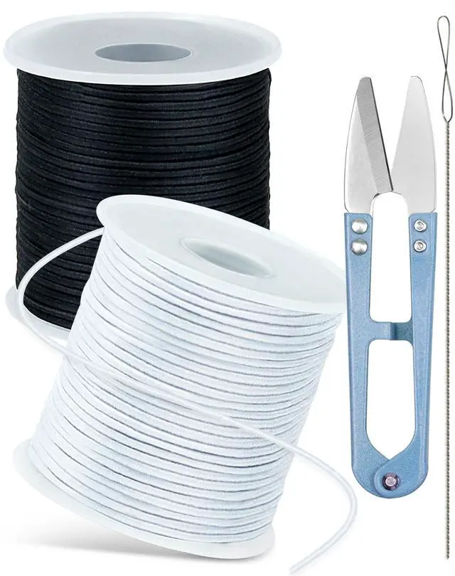 Main image of 2 Rolls Elastic Bracelet String Total 330 Feet,1.0mm,1.2mm,1.5mm Elastic Cord for Beading Stretchy String with Beading Needle for Bracelets, Sewing, Necklace, Jewelry Making and Crafts