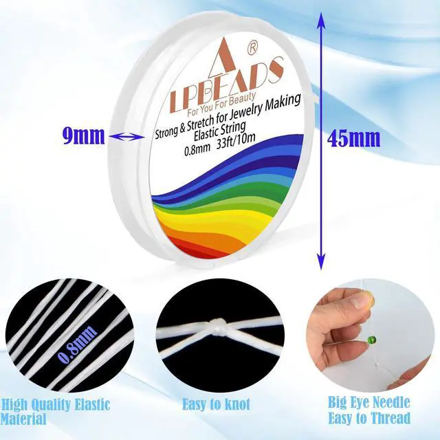 Alt view image 3 of 7 - 12 Rolls 0.8mm Elastic Stretchy String Cord for Bracelet Jewelry Making with Beading Needles and Ruler
