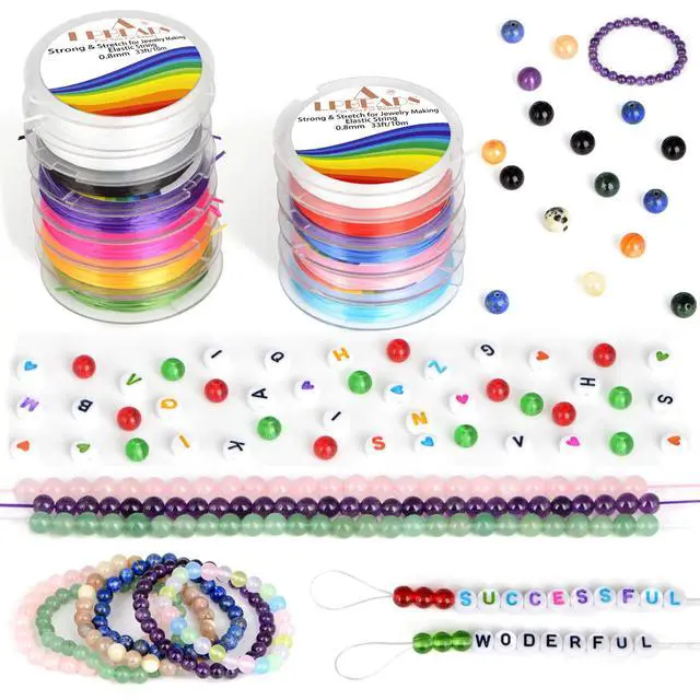 Alt view image 5 of 7 - 12 Rolls 0.8mm Elastic Stretchy String Cord for Bracelet Jewelry Making with Beading Needles and Ruler
