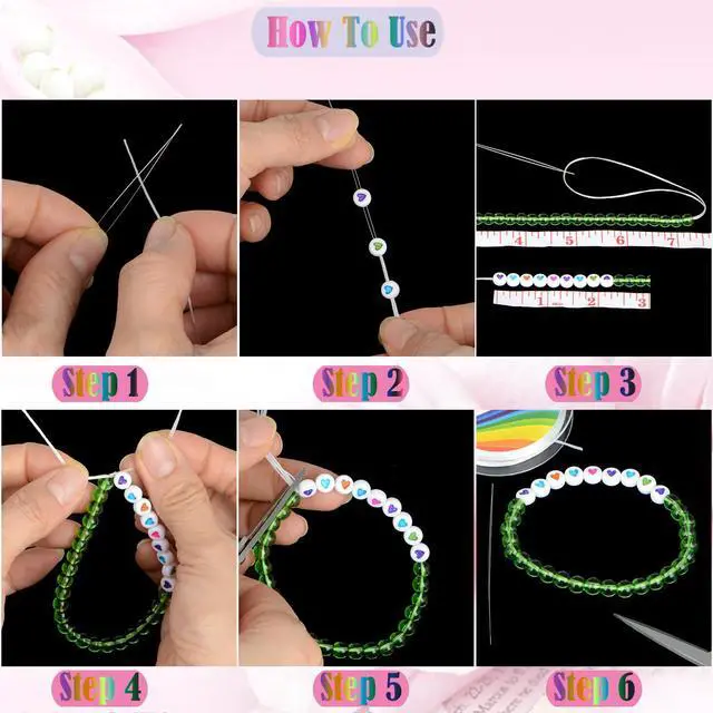 Alt view image 6 of 7 - 12 Rolls 0.8mm Elastic Stretchy String Cord for Bracelet Jewelry Making with Beading Needles and Ruler