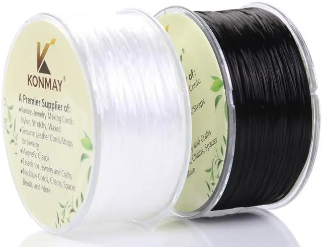 Main image of 0.8mm White&Black Spandex Elastic String with Dispenser, Soft Stretch Beading Cord, 90 Yards for Bracelets, Necklaces & Jewelry Making