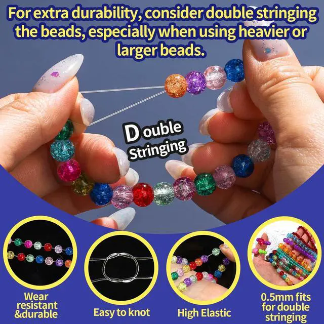 Alt view image 3 of 7 - 0.5mm Elastic Bracelets Strings Cord, Elastic Crystal Stretch Bead Cord for Jewelry Making, Clear Stretchy Elastic String Cord for Beading, Transparent Thread for Bracelet Necklace Making