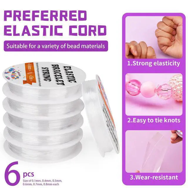 Alt view image 5 of 6 - 6 Sizes Stretchy Bracelet String Elastic String for Bracelet Making Jewelry Making Supplies Easy to Knot with Jewelry Making Supplies Beading Needles and Container for Storage