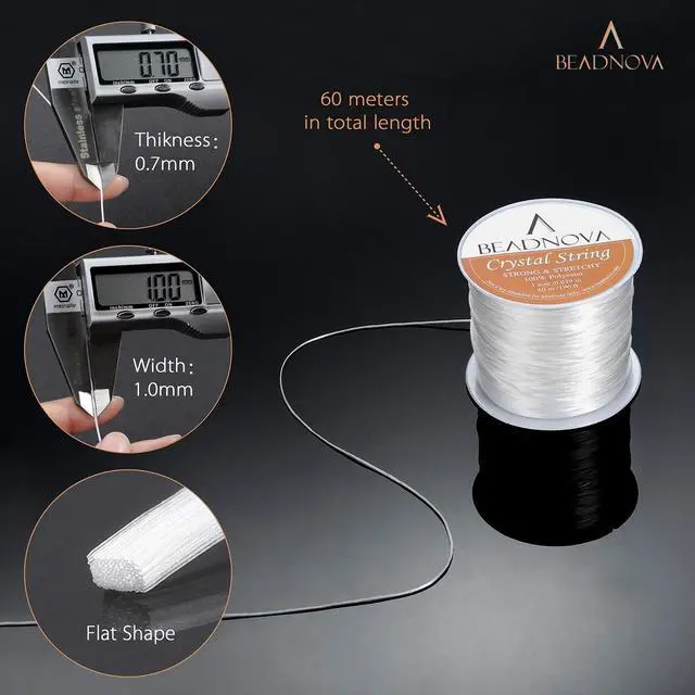 Alt view image 3 of 7 - 1mm Elastic Stretch Crystal String Cord for Jewelry Making Bracelet Beading Thread 60m/roll (Clear White)