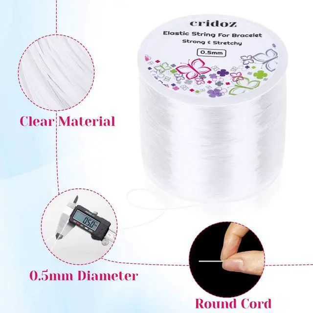 Alt view image 3 of 7 - Stretchy String for Bracelets, Cridoz 0.5mm Clear Elastic String Stretch Cord Bracelet String with 2 Pcs Beading Needles for Seed Beads, Pony Beads, Bracelets and Jewelry Making